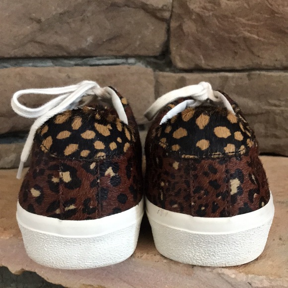 Madewell Sidewalk Lowtop Sneakers in Painted Leopard / Calf Hair / SZ 8 - Picture 9 of 10